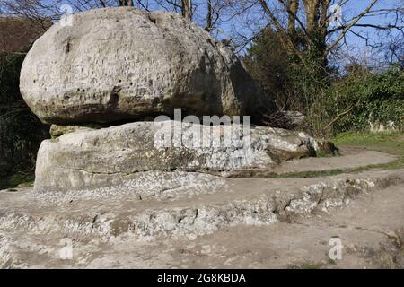 Ein Blick auf den Chiding Stone in Chiddingstone Kent Stockfoto