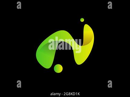 Grüne gelbe Verlaufsfarbe des N-Anfangsbuchstabens Stock Vektor