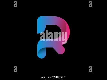 Blau-rosa Verlaufsfarbe des R-Anfangsbuchstabens Stock Vektor