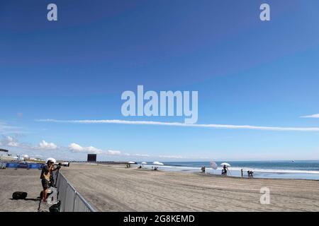Ichinomiya, Chiba, Japan. Juli 2021. Tsurigasaki Surfing Beach Surfing: Vor den Olympischen Spielen 2020 in Tokio am Tsurigasaki Surfing Beach in Ichinomiya, Chiba, Japan. Quelle: KONDO/AFLO/Alamy Live News Stockfoto