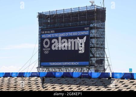 Ichinomiya, Chiba, Japan. Juli 2021. Tsurigasaki Surfing Beach Surfing: Vor den Olympischen Spielen 2020 in Tokio am Tsurigasaki Surfing Beach in Ichinomiya, Chiba, Japan. Quelle: KONDO/AFLO/Alamy Live News Stockfoto