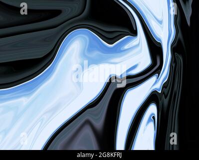 Schwarz blau Luxus Psychedelisch Flüssigkeit Marmor Flüssigkeit abstrakte Kunst Hintergrund Design. Trendiger, flüssiger Marmor-Stil. Ideal für Web, Werbung, Drucke. Stockfoto
