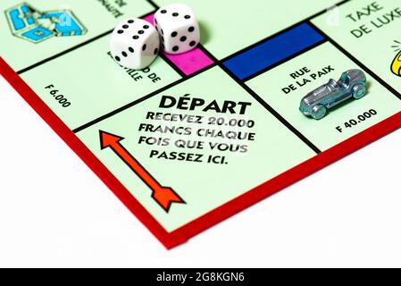 Nahaufnahme der französischen Monopolbehörde. Stockfoto