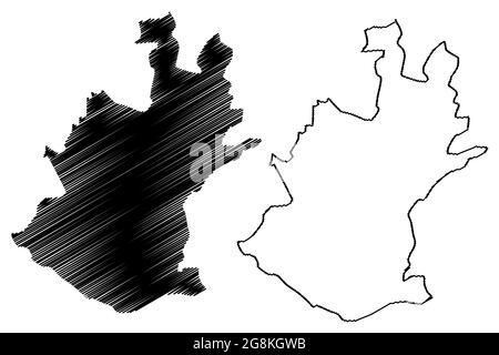 Schweinfurt (Bundesrepublik Deutschland, Stadtbezirk Unterfranken, Freistaat Bayern) Kartenvektordarstellung, Scribble-Skizze Schwein Stock Vektor