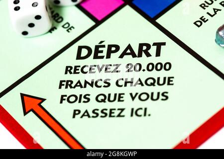 Nahaufnahme der französischen Monopolbehörde. Stockfoto