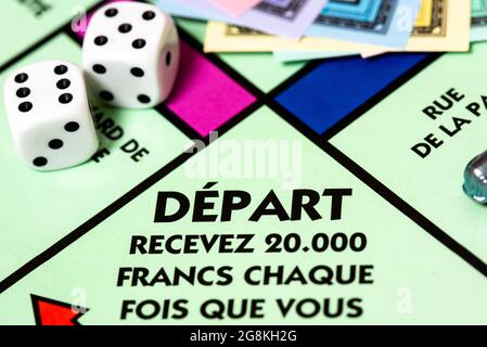 Nahaufnahme der französischen Monopolbehörde. Stockfoto