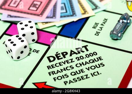 Nahaufnahme der französischen Monopolbehörde. Stockfoto