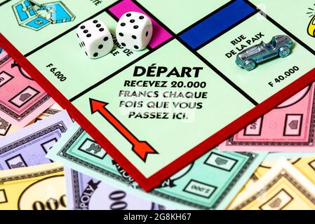 Nahaufnahme der französischen Monopolbehörde. Stockfoto