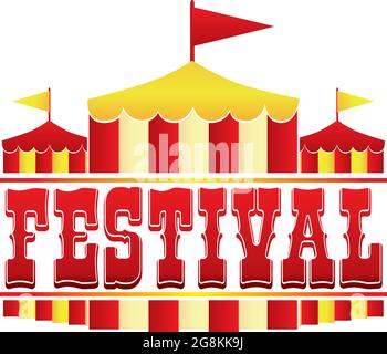 Festival Logo mit Zelten Rot und Gelb Stock Vektor