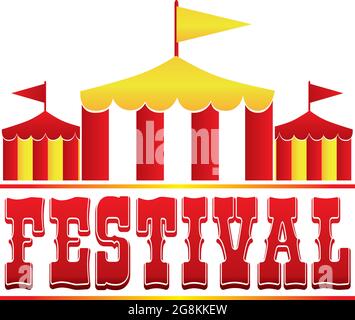 Festival Logo mit Zelt Rot und Gold Stock Vektor