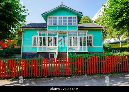 Olle Olsson Villa, Hagalunds Block, Solna, Schweden. Der sogenannte Blaue Hügel (Blåkulla) wird heute als ein kulturelles Umfeld von nationaler Bedeutung eingestuft Stockfoto