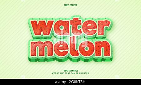 Wassermelone Text Effekt 100% editierbare Vektor eps Stock Vektor