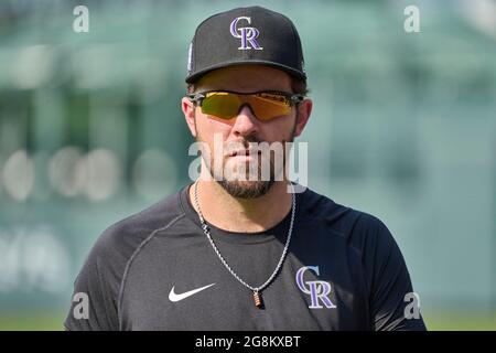 Denver, USA, 21. Juli 2021. 1202021. Juli: Colorado Pitcher Ben Bowden (51) während des Vorspiels mit den Seattle Mariners und den Colorado Rockies im Coors Field in Denver Co. David Seelig/Cal Sport Medi Credit: CAL Sport Media/Alamy Live News Stockfoto