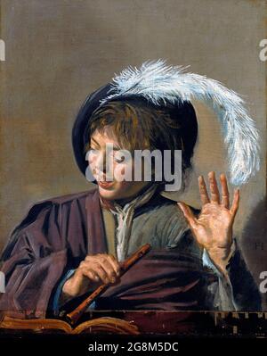 Singing Boy with a Flute von Frans Hals (c.1582-1666), Öl auf Leinwand, c. 1623 Stockfoto