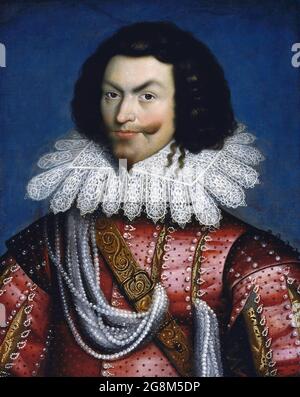 Porträt von George Villiers, 1. Duke of Buckingham (1592-1628) von Paul Van Somer, Öl auf Holz. Buckingham war ein Favorit von König James VI. Und ich, angeblich sein Geliebter. Stockfoto