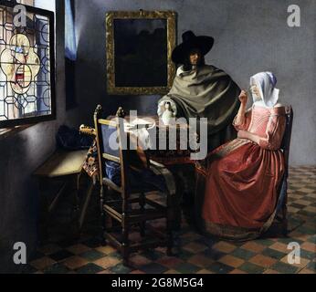 Das Glas Wein von Johannes Vermeer (1632-1675), Öl auf Leinwand, c. 1661 Stockfoto