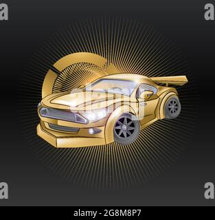 Gold Auto, Fahrerpreis, Premium, Luxus im Vektor. Stock Vektor