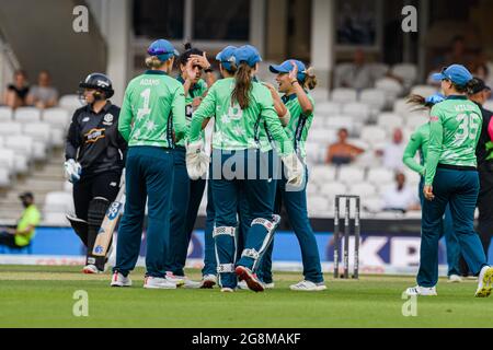 LONDON, GROSSBRITANNIEN. 21. Juli 2021. Während der Women's Hundred Between Oval Invincibles vs Manchester Originals am Mittwoch, den 21. Juli 2021 in LONDON, ENGLAND, auf dem Kia Oval Cricket Ground. Kredit: Taka G Wu/Alamy Live Nachrichten Stockfoto