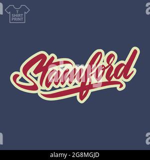 Stamford America City-Logo im Vintage-Grunge-Stil. Zum Drucken von Souvenirs. Vektorclipart. Stock Vektor