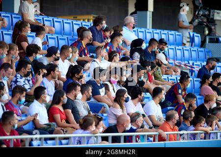 Sant Joan Despi, Spanien. Juli 2021. Unterstützer beim Vorsaison-Freundschaftsspiel zwischen dem FC Barcelona und Gimnastic de Tarragona im Johan Cruyff Stadium in Sant Joan Despi, Spanien. Bild: DAX Images/Alamy Live News Stockfoto