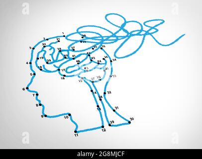 Gedächtnisverlust Problem und Demenz Krankheitskonzept und Verlust der Gehirnfunktion Erinnerungen als Alzheimer Gesundheitssymbol für Neurologie und geistige. Stockfoto