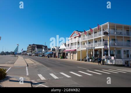 Hillcrest Inn an der Ecke Ocean Boulevard und H Street in Hampton Beach, Stadt Hampton, New Hampshire NH, USA. Stockfoto