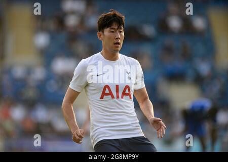 Tottenhams Heung-Min Son beim Vorsaison-Freundschaftsspiel zwischen Colchester United und Tottenham Hotspur am Mittwoch, den 21. Juli 2021 im Weston Homes Community Stadium, Colchester. (Kredit: Ben Pooley | MI News) Kredit: MI Nachrichten & Sport /Alamy Live News Stockfoto