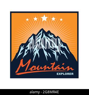 Logo für Bergabenteuer, Camping, Kletterexpedition. Vintage Vector Logo und Labels, Icon Template Design Illustration Stock Vektor