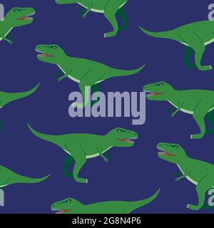 Nahtloses Muster mit wütenden Tyrannosaurus rex Zeichentrickfiguren für Kinder Design, Textil und Accessoires. Stock Vektor