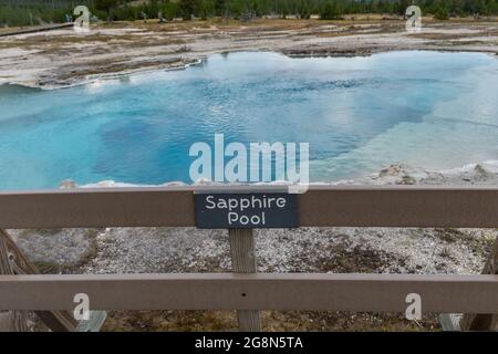 Yellowstone NP, WY, USA - 1. August 2020: Der Sapphire Pool Stockfoto