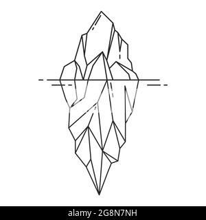Eisberg-Symbol im Umriss-Stil. Vektorgrafik auf weißem Hintergrund. Stock Vektor