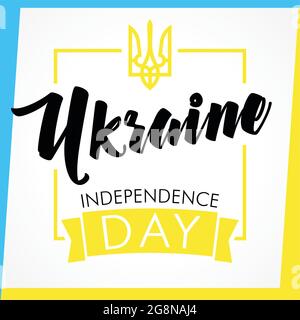 24. August Unabhängigkeitstag der Ukraine mit kalligraphischem Text. Nationalfeiertag in der Ukraine Vektor-Emblem in Flaggenfarben. 24. August ukrainischer Heiligsten Stock Vektor