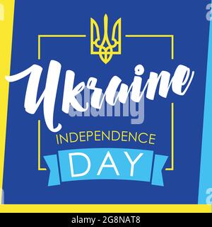 24. August Unabhängigkeitstag der Ukraine mit kalligraphischem Text. Nationalfeiertag in der Ukraine Vektor-Emblem in Flaggenfarben. 24. August ukrainischer Heiligsten Stock Vektor