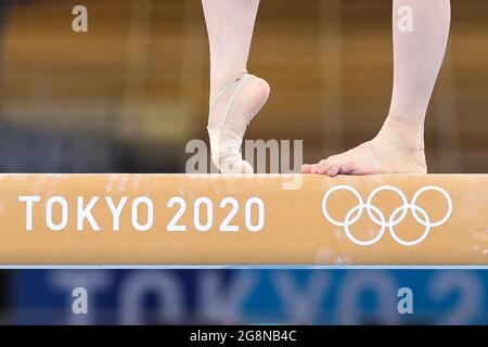 Tokio, Japan. Juli 2021. Hiraiwa Yuna vom japanischen Turnteam besucht eine Trainingseinheit im Ariake Gymnastik Center in Tokio, Japan, 22. Juli 2021. Die Eröffnungsfeier der Olympischen Spiele 2020 in Tokio findet am Freitag statt. Quelle: Zheng Huansong/Xinhua/Alamy Live News Stockfoto