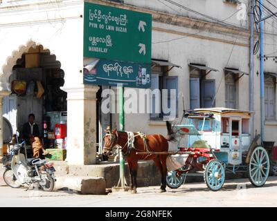 Pferdewagen in Pyin Oo Lwin, Myanmar Stockfoto