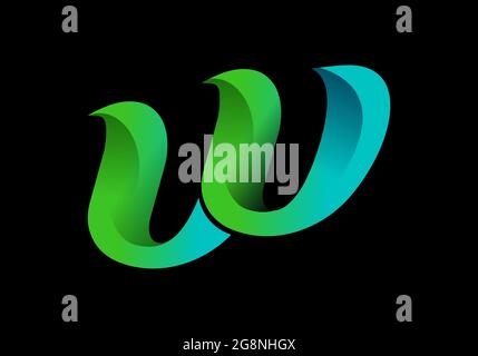 Grün-blaue Verlaufsfarbe des Anfangsbuchstabens von W Stock Vektor
