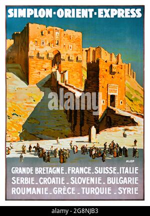 Simplon-Orient-Express von Joseph de La Nézière (1873-1944). Restauriertes Vintage-Poster, das 1927 in Frankreich veröffentlicht wurde. Stockfoto