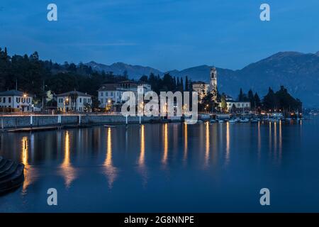 Sonnenuntergang, Tremezzo, Comer See, Lombardei, Italien, Dämmerung, Licht, Nacht, See Stockfoto