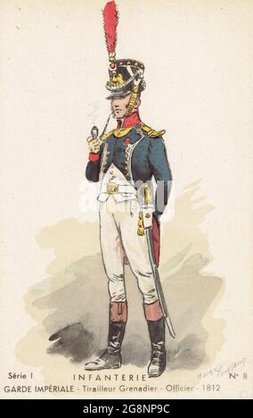 officier des tirailleurs Grenadiers de la Garde Impériale en 1812 Stockfoto