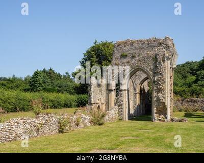 Creake Abbey, die Ruinen einer Augustiner-Abtei aus dem Jahr 1206, North Creake, Norfolk, Großbritannien Stockfoto