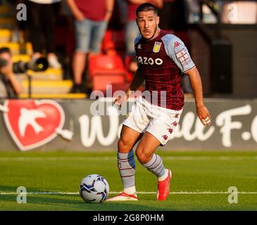 Walsall, England, 21. Juli 2021. Emiliano Buend’a von Aston Villa beim Vorsaison-Freundschaftsspiel im Banks's Stadium, Walsall. Bildnachweis sollte lauten: Andrew Yates / Sportimage Stockfoto