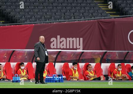 Sapporo, Japan. Juli 2021. Headcoach of Egypt Gharib Shawky während des Olympischen Fußballturniers Tokio 2020 zwischen Ägypten und Spanien im Sapporo Dome in Sapporo, Japan. Kredit: SPP Sport Pressefoto. /Alamy Live News Stockfoto