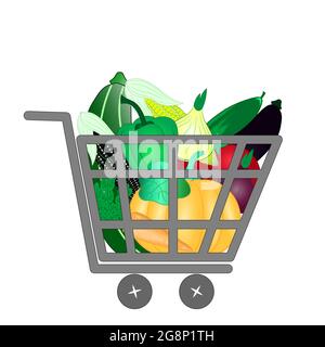 Warenkorb mit Gemüse. Vektorgrafik. Stock Vektor