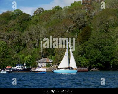 Segeln auf dem Fluss Fowey, Cornwall. Stockfoto