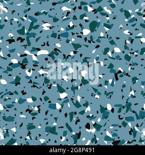 Geometrisches blaues Terrazzo-Nahtloses Muster. Abstrakt bunt modernen Hintergrund. Stone Fashion Design für Web und Print. Venezianische Fliesen, Bodenbelag Haus Stock Vektor