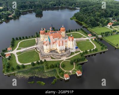 Luftaufnahme der Burg Moritzburg bei Dresden Stockfoto