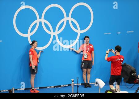 Tokio, Japan. Juli 2021. Allgemeine Ansicht Schwimmen : Offizielles Training vor den Olympischen Spielen in Tokio 2020 im Tokyo Aquatics Center in Tokio, Japan . Quelle: Akihiro Sugimoto/AFLO/Alamy Live News Stockfoto