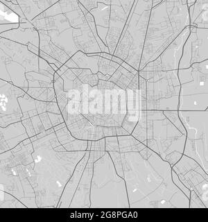 Stadtplan von Mailand. Vektorgrafik, Mailand Karte Graustufen Kunstposter. Straßenkarte mit Straßen, Ansicht der Metropolregion. Stock Vektor