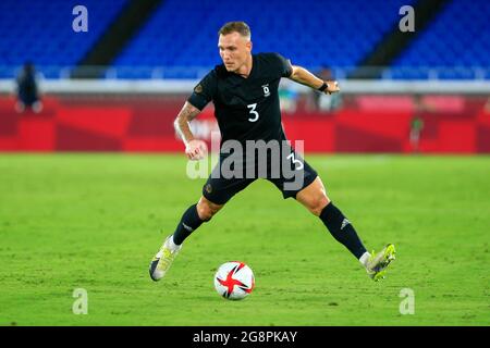 Yokohama, Japan. Juli 2021. T'QUIO, TO - 22.07.2021: OLYMPISCHE SPIELE TOKIO 2020 2021 TOKIO - David Raum aus Deutschland während des Fußballspiels Brasilien-Deutschland bei den Olympischen Spielen Tokio 2020, das 2021 im Yokohama Stadium, Japan, stattfand. (Foto: Richard Callis/Fotoarena) Quelle: Foto Arena LTDA/Alamy Live News Stockfoto