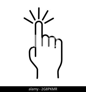 Wischen und scrollen Sie durch das flache Symbol. Piktogramm für Web. Linienhub. Isoliert auf weißem Hintergrund. Gliederungsvektor eps10 Stockfoto